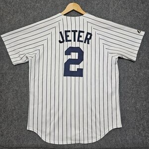 VTG 90s Derek Jeter Jersey #2 Majestic New York Yankees Pin Stripe Baseball USA
